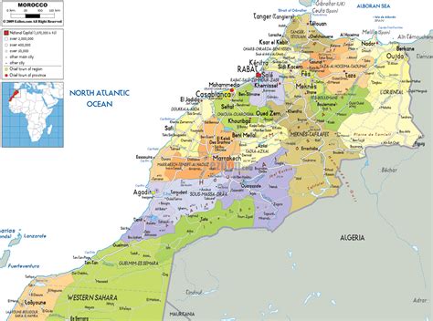 Detailed Political Map Of Morocco Ezilon Maps
