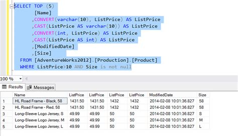 Cast And Convert Functions In Sql Server Tsql Database Tutorials