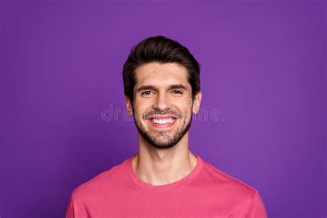 Close Up Portrait Of His He Nice Attractive Cheerful Cheery Glad Brunette Unshaven Guy Isolated