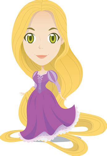 Cute Long Hair Princess Cartoon Stock Illustration Download Image Now