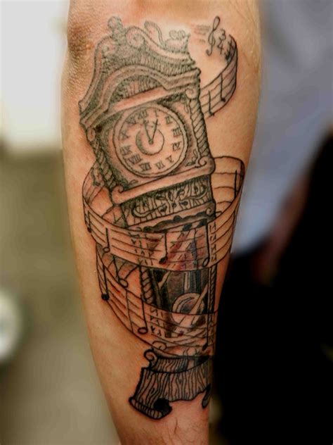 Musical Grandfather Clock Tattoo Sleeve Tattoos Grandfather Clock