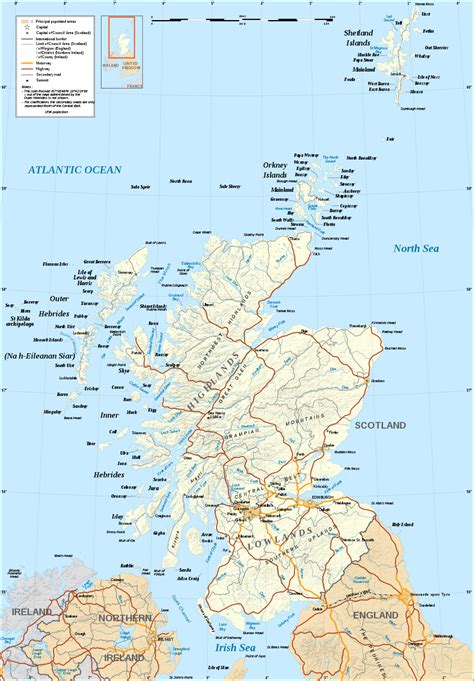 Die küstenabschnitte haben ihren eigenen charakter. Landkarte Schottland (Reliefkarte) : Weltkarte.com ...