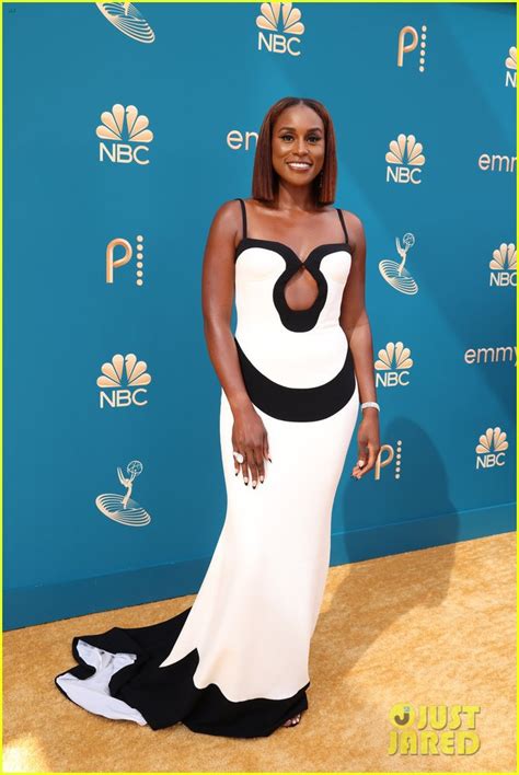 Issa Rae Stuns In Black And White Keyhole Dress For Emmy Awards 2022