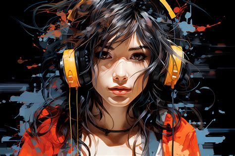 Download Ai Generated Girl Headphones Royalty Free Stock Illustration