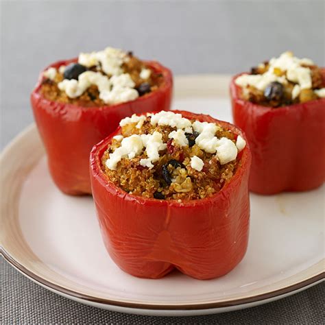 Stuffed Peppers With Mediterranean Spiced Quinoa Healthy Recipes Ww