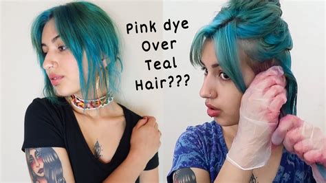 What Happens When You Put Pink Dye Over Teal Hair Youtube