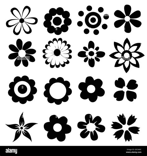 Silhouettes Of Simple Vector Flowers Stock Vector Image And Art Alamy