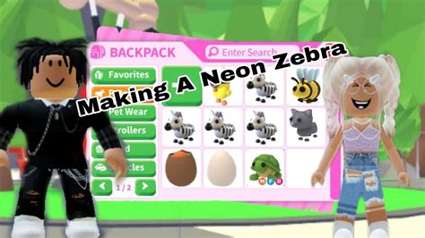 Making A Zebra Neon Roblox Adopt Me🧒👶🐶 Youtube