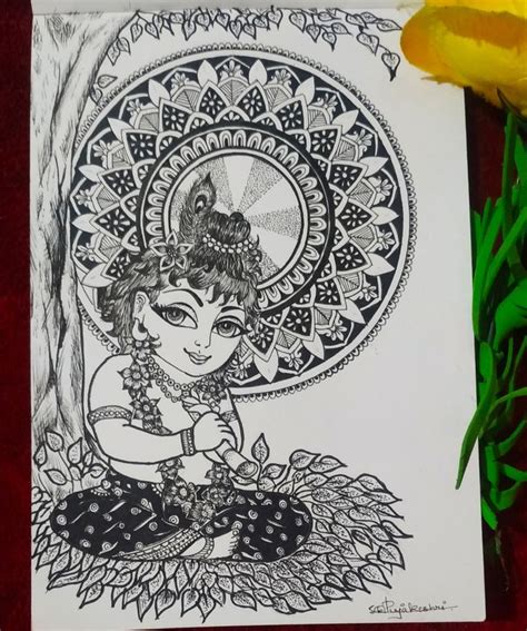 Lord krishna painting | Mandala design art, Mandela art, Zen doodle art