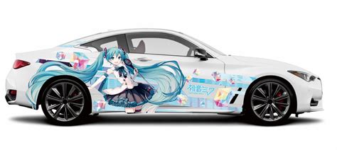 A White Car With An Anime Character Painted On It
