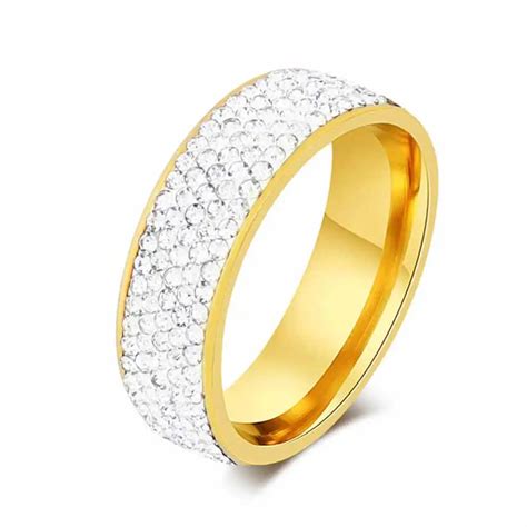 Buy Iparam 5 Rows Crystal Stainless Steel Ring Women
