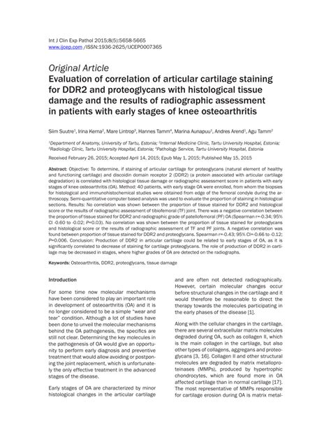 Pdf Evaluation Of Correlation Of Articular Cartilage Staining For