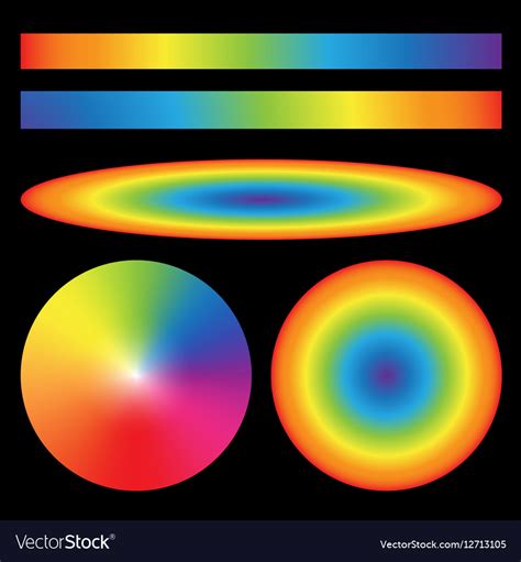 Set Rainbow Gradients Radial Ellipse Linear Vector Image
