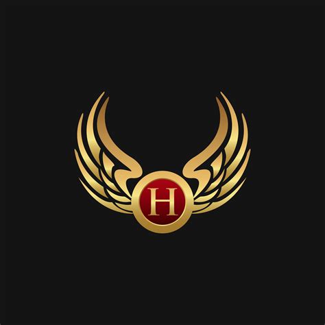 Luxury Letter H Emblem Wings Logo Design Concept Template