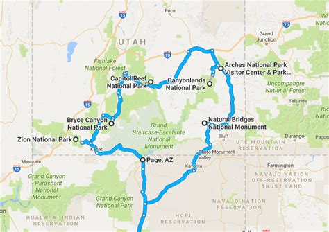 Mighty Five Utah Map Table Rock Lake Map
