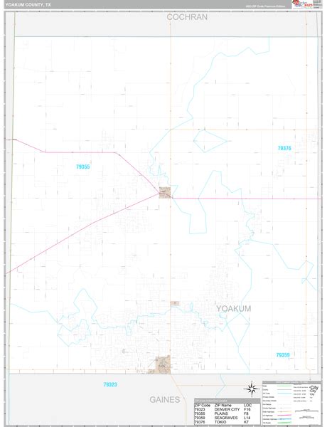 Yoakum County Tx Wall Map Premium Style By Marketmaps Mapsales
