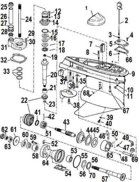 Omc Cobra Counter Rotating Lower Unit Outdrive Parts Drawing