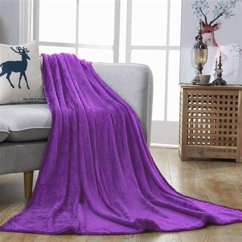 Howarmer Purple Fuzzy Bed Blanket Throw Twin Soft Flannel Fleece Blankets All Season