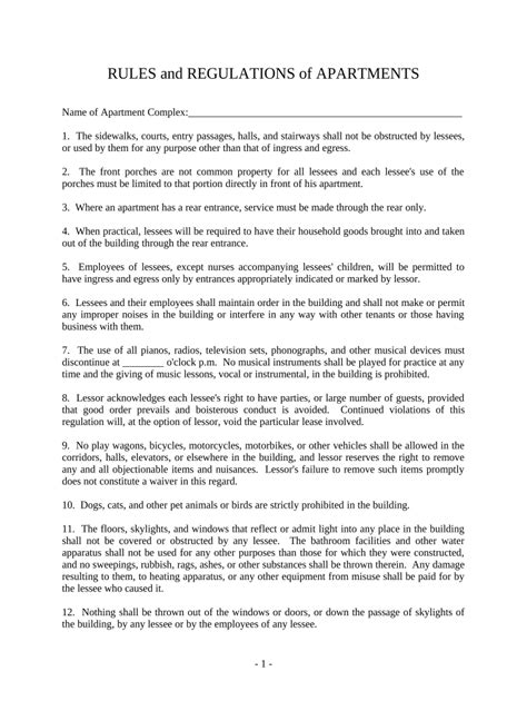 Apartment Rules Form Fill Out And Sign Printable Pdf Template Airslate Signnow