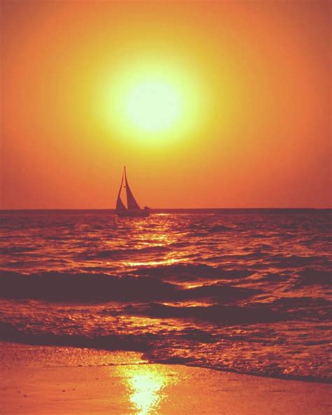 A Wonderful Sunset 🌇 On The Beach 🌊 With Sailing Boat 🚢 👌 ☺ 💖 Sunset Sunset Love Beach