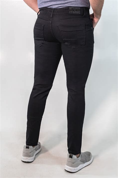 Calça Masculina Sarja Preta Super Skinny Elastano Anticorpus