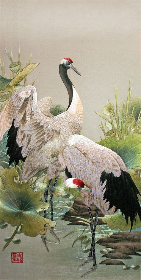 Japanese Crane Painting Of Birds Wallpapers Top Free Japanese Crane