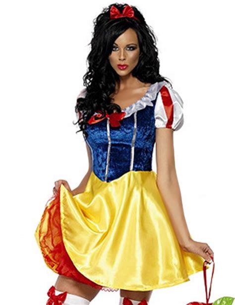 Adulto Traje Cosplay Trajes De Halloween Para As Mulheres Fantasia Branca De Neve Princess Dress