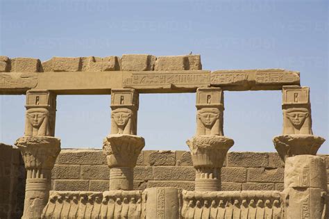 Goddess Hathor Columns Vestibule Of Nectanebo Temple Of Isis UNESCO World Heritage Site