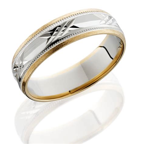 Mens 14k White And Yellow Gold Two Tone 6mm Wedding Band Ring Gold