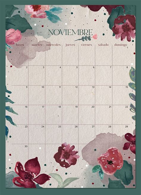 Calendario Noviembre 2020 De Flores Para Imprimir Y Para Usar Como