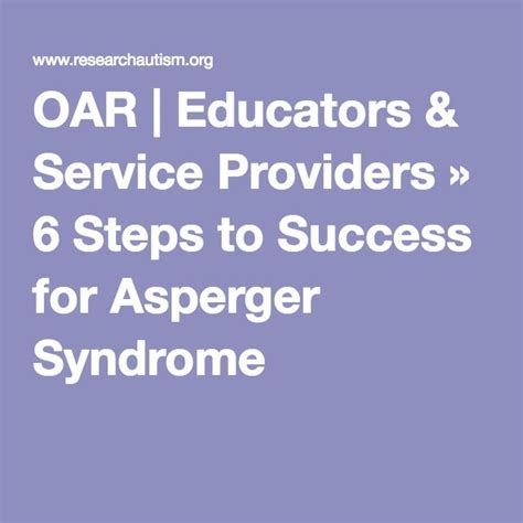 Oar Educators And Service Providers 6 Steps To Success For Asperger