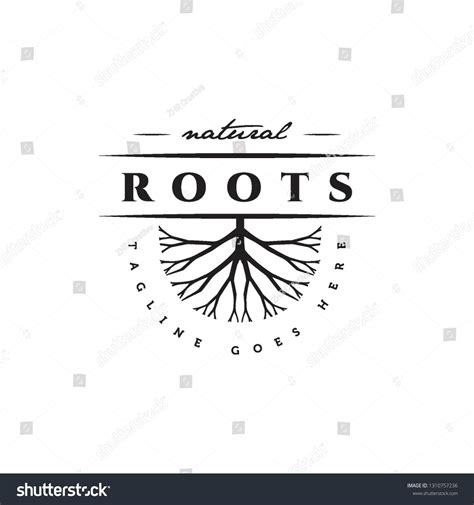 Flat Black Geometric Natural Roots Logo Icon Vector Template Roots