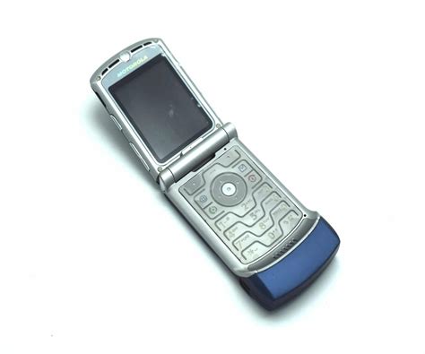 Motorola V3 Razr Sim Free Unlocked Mobile Flip Phone Navy Blue Baxtros