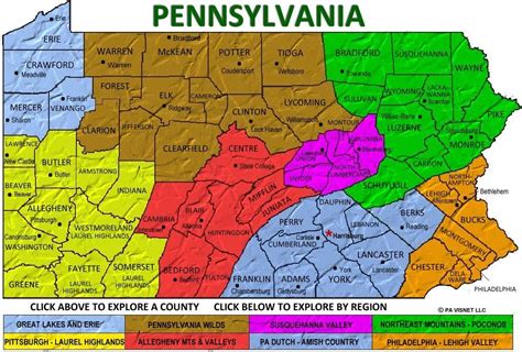 Pennsylvania Regions And Counties Maps Pennsylvania Travel County