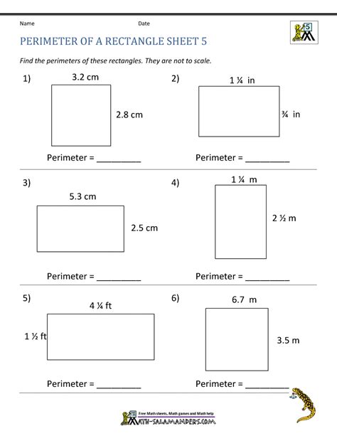 5th Grade Area And Perimeter Worksheets