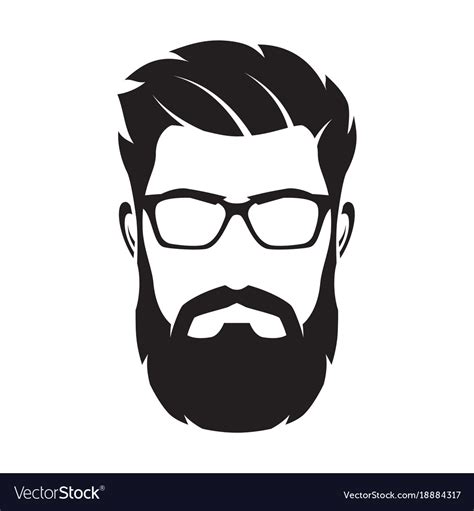 Bearded Man S Face Hipster Character Fashion Vector Image