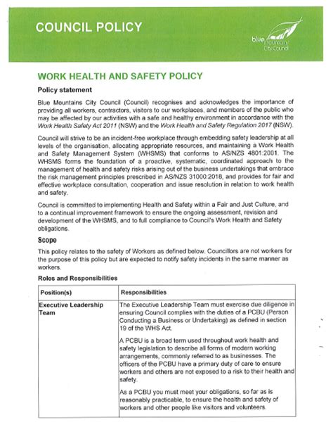 Work Health And Safety Policy Au