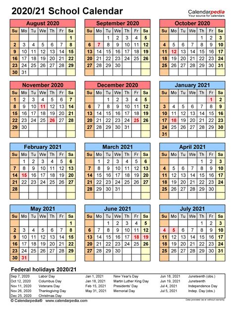 Academic Calendars 2020 2021 Free Printable Excel Templates Calendar Images
