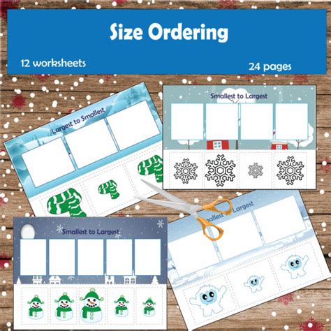 Winter Size Ordering Order By Size Math Centres Winter Cut And Glue