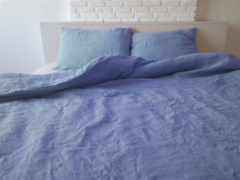 Cornflower Blue Linen Bedding Set 1 Duvet Cover 2 Etsy