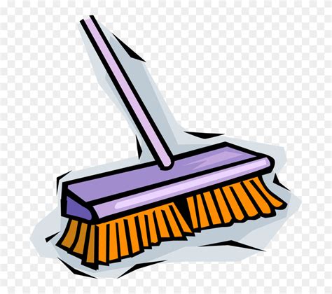 Vector Illustration Of Cleaning Broom Sweeping Push Broom Clipart