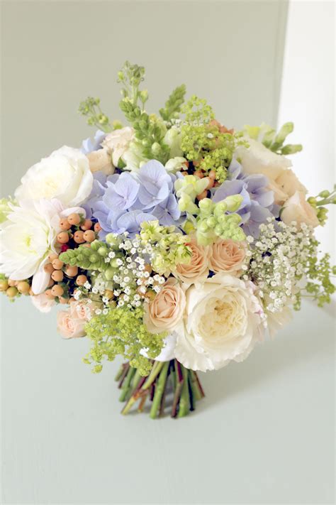 Bridal Bouquet In Pastel Shades With David Austen Roses Hydrangeas