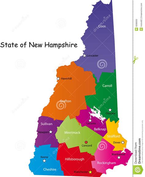 Karte Des New Hampshire Zustandes Vektor Abbildung Illustration Von