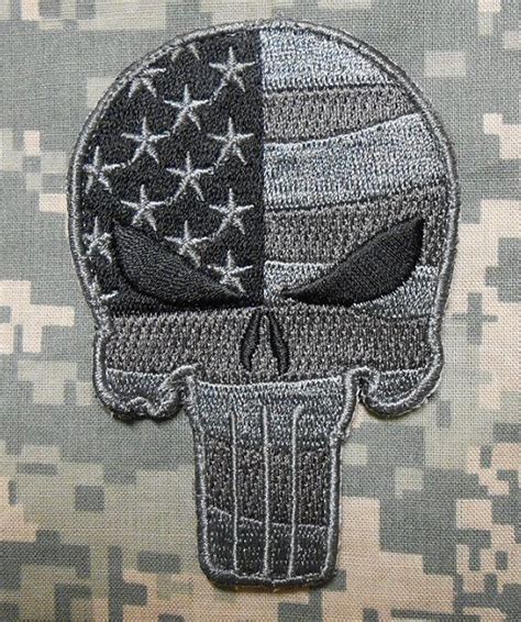 Punisher Skull Usa Waving Flag Army Morale Tactical Badge Acu Dark Velcro Patch Tactical