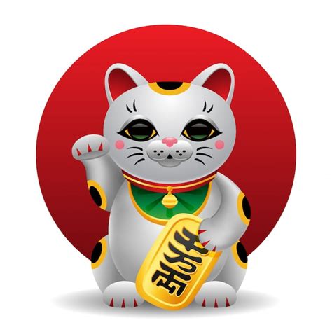 Maneki Neko Japão Sorte Gato Ilustração Vetor Premium