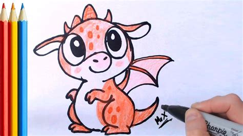 Fast Version How To Draw Cute Baby Dragon Step By Step Tutorial