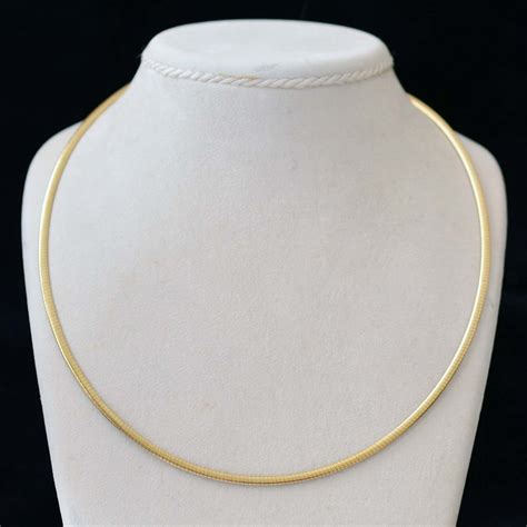Semi Round 14k Yellow Gold Omega Necklace