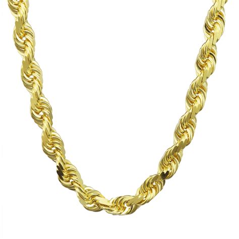 14k Solid Yellow Gold 8mm Mens Heavy Thick Italian Rope Chain Necklace