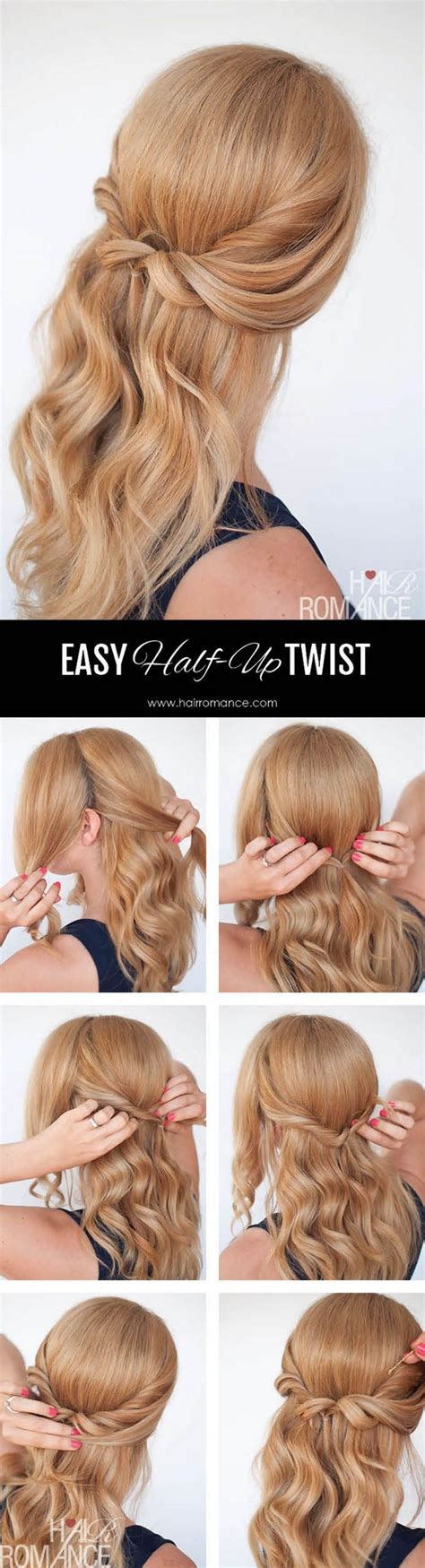 Subtle waves give the style both volume and hold. Easy half-up twist hairstyle tutorial | Hair Romance ...