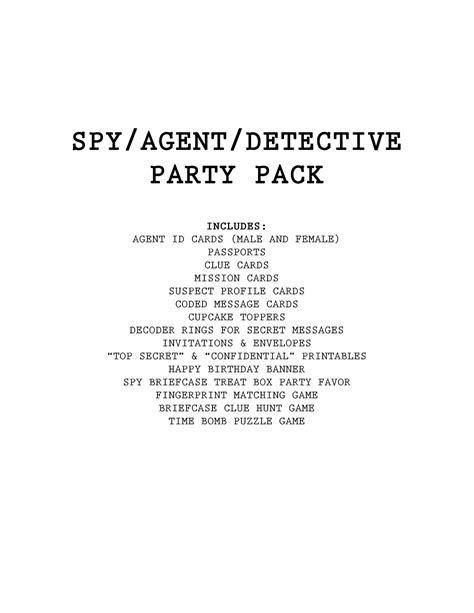 Spy Party Pack Spy Party Printable Spy Birthday Party Etsy Canada